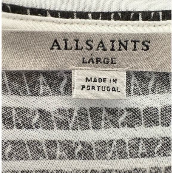 All Saints Sanza Stripe Tank - L - Black White AOP Spell Out Graphic, Minimalist - Picture 5 of 12